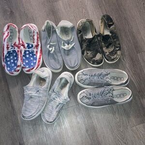Hey Dude Sneakers - Red, Blue, Gray, Camouflage
